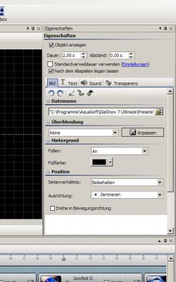 Screenshot mit geöffneter Show, unter Version 6 erstellt und unter Version 7 nachbearbeitet.