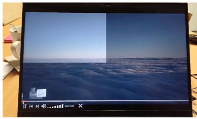 Übergang vom Vollbild zu einem Bild in Ecke links