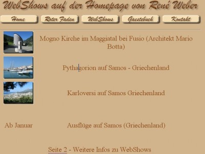 So sollte es nach Klick auf &amp;quot;Webshows&amp;quot; aussehen