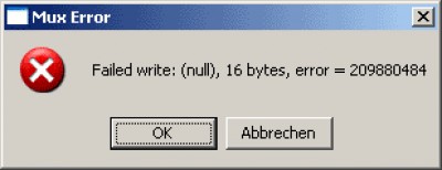 Fehlermeldung die Erste