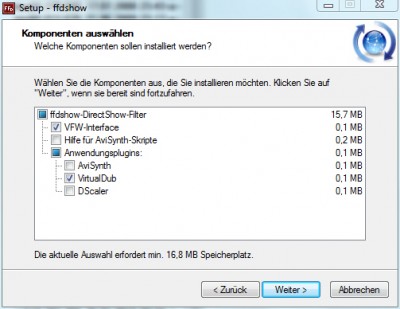 Installationsdialog ffdshow