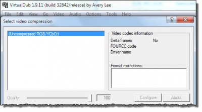 VirtualDub Video/Compression Liste