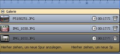 Anordnung in der Timline