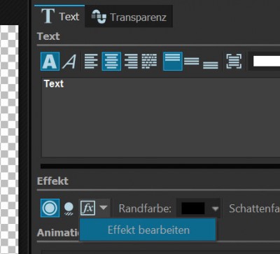 Texteffekt mit dem Bildeditor bearbeiten