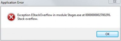 Stages10.2.01 - Exception EStackOverflow beim 2. Start.JPG