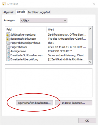 Zertifikatseigenschaften