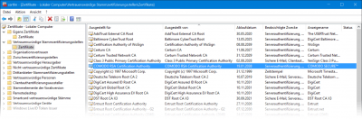Zertifikatsverwaltung von Windows