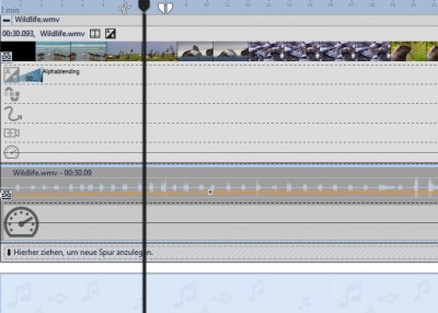 Blauer Skin mit aktiver Audio-Spur
